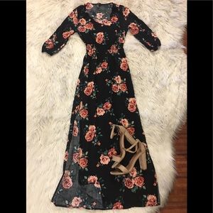 Double Slit Flower Maxi Dress 🌸